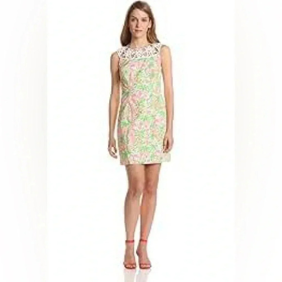 Lily Pulitzer Butterly Palm, Green & Pink Print Dress size 6 - Picture 2 of 13